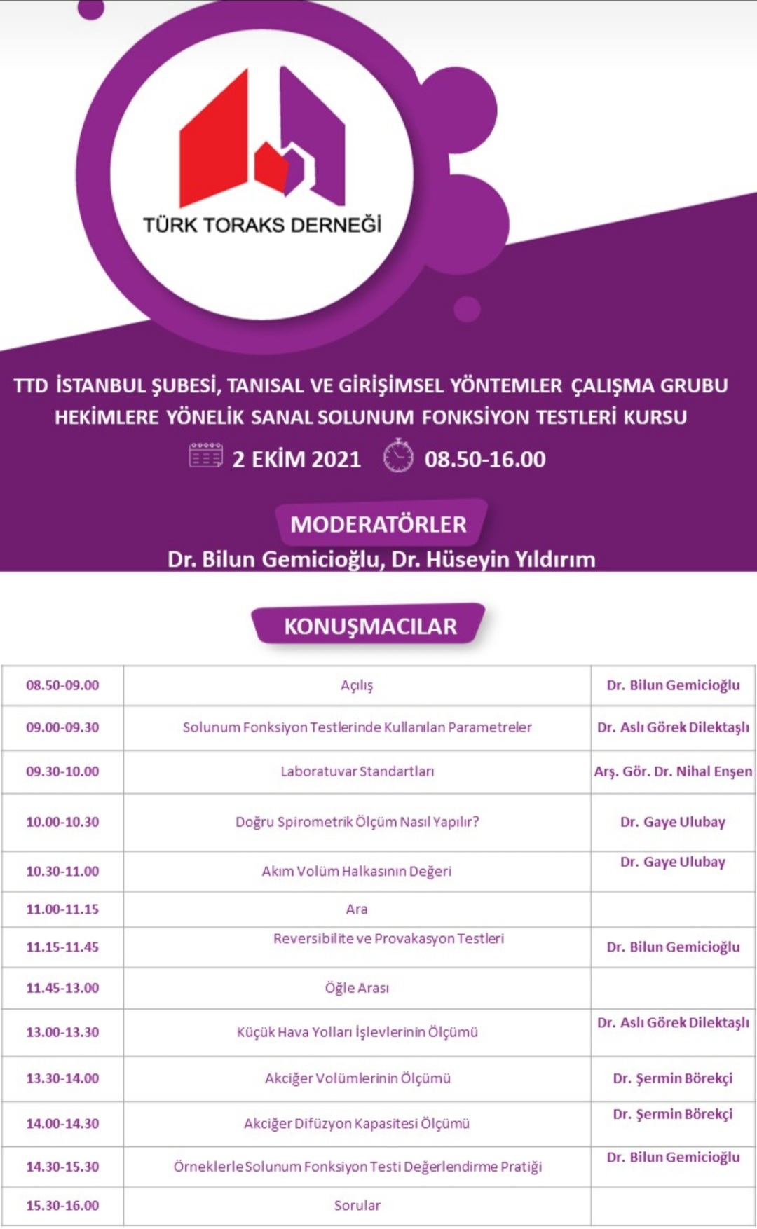 Türk Toraks Derneği İstanbul Şubesi ile Tanısal ve Girişimsel Yöntemler Çalışma Grubu Ortak 