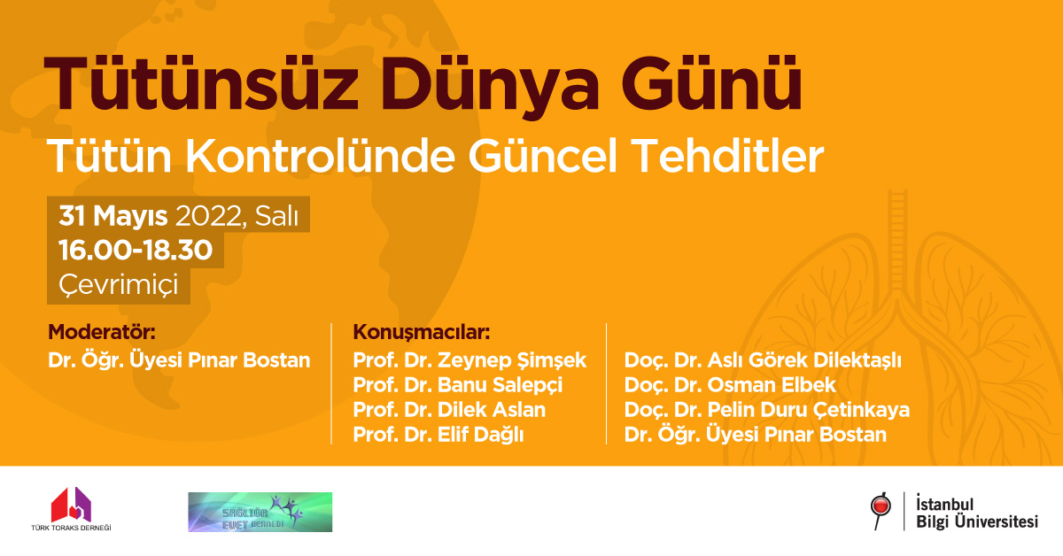 Türk Toraks Derneği Tütün Kontrolü Çalışma Grubu, İstanbul Bilgi Üniversitesi Sağlık Bilimleri Fakültesi ve Sağlığa Evet Derneği Ortak Etkinlik Duyurumuz: 