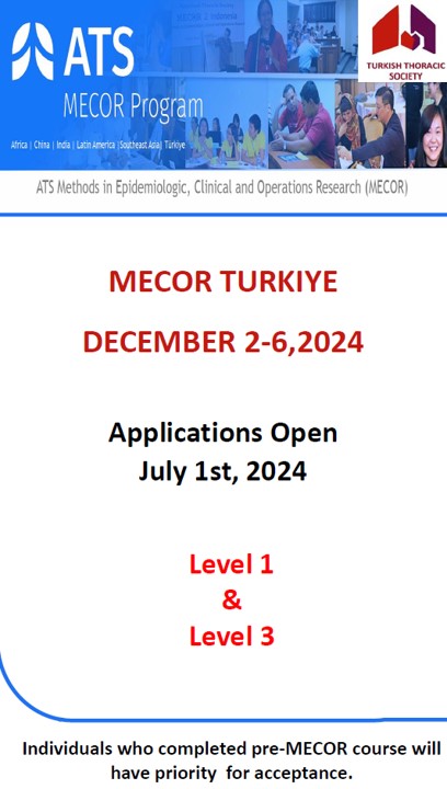 Ajandalarınıza 2-6 Aralık 2024 Tarihini MECOR (Methods In Epidemiologic, Clinical And Operations Research) Not Almayı Unutmayınız