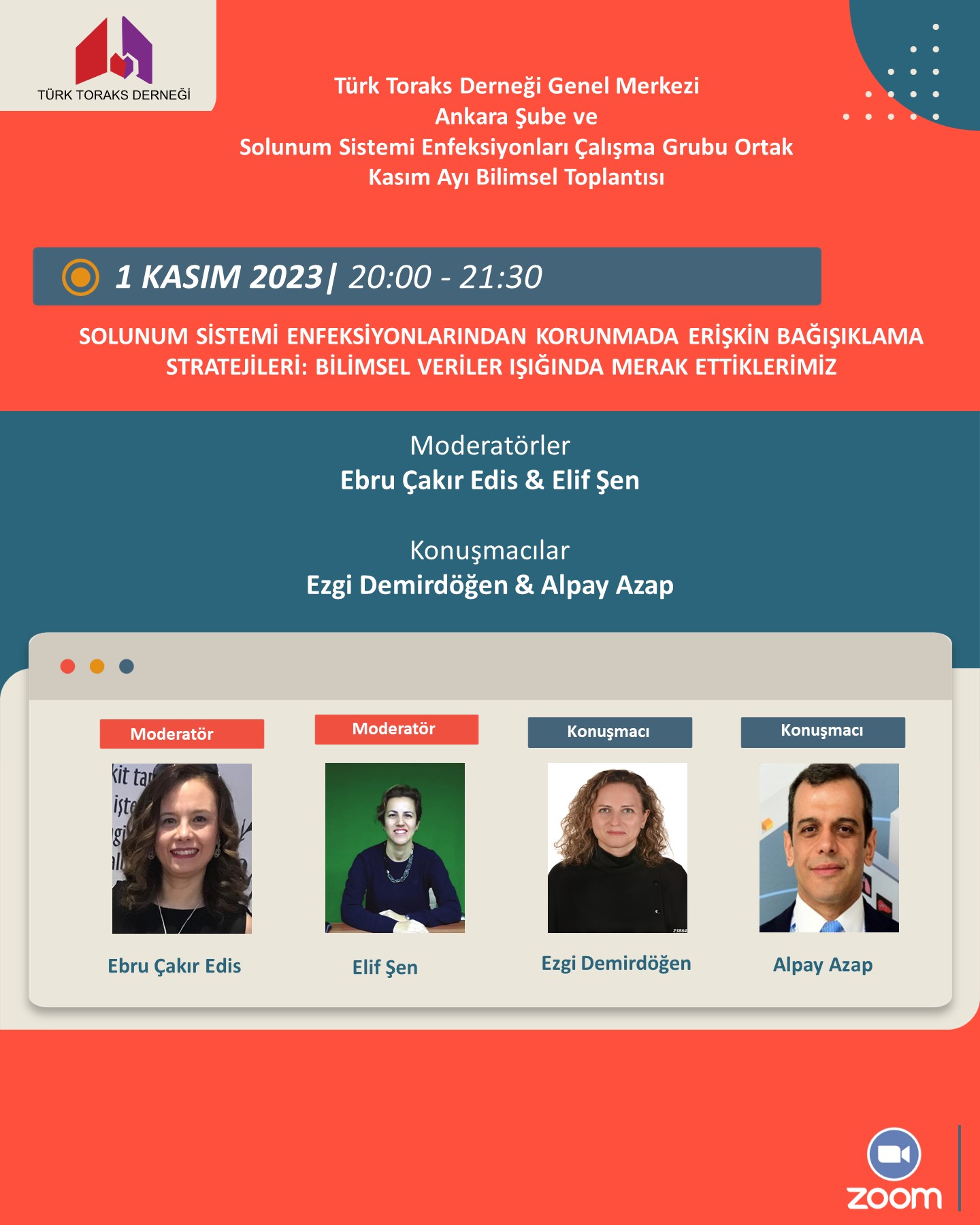 Türk Toraks Derneği Genel Merkezi, Ankara Şubesi ve Solunum Sistemi Enfeksiyonları Çalışma Grubu Ortak Kasım Ayı Webinar Duyurumuz: 
