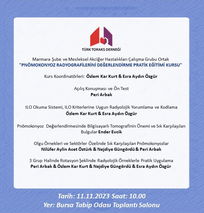 Türk Toraks Derneği Marmara Şubesi ve Mesleksel Akciğer Hastalıkları Çalışma Grubu Ortak  