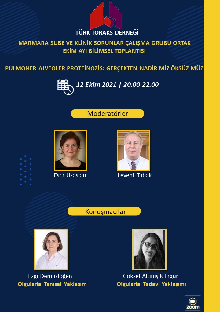 Türk Toraks Derneği Marmara Şube ve Klinik Sorunlar Çalışma Grubu Ortak Ekim Ayı Webinar Duyurumuz: