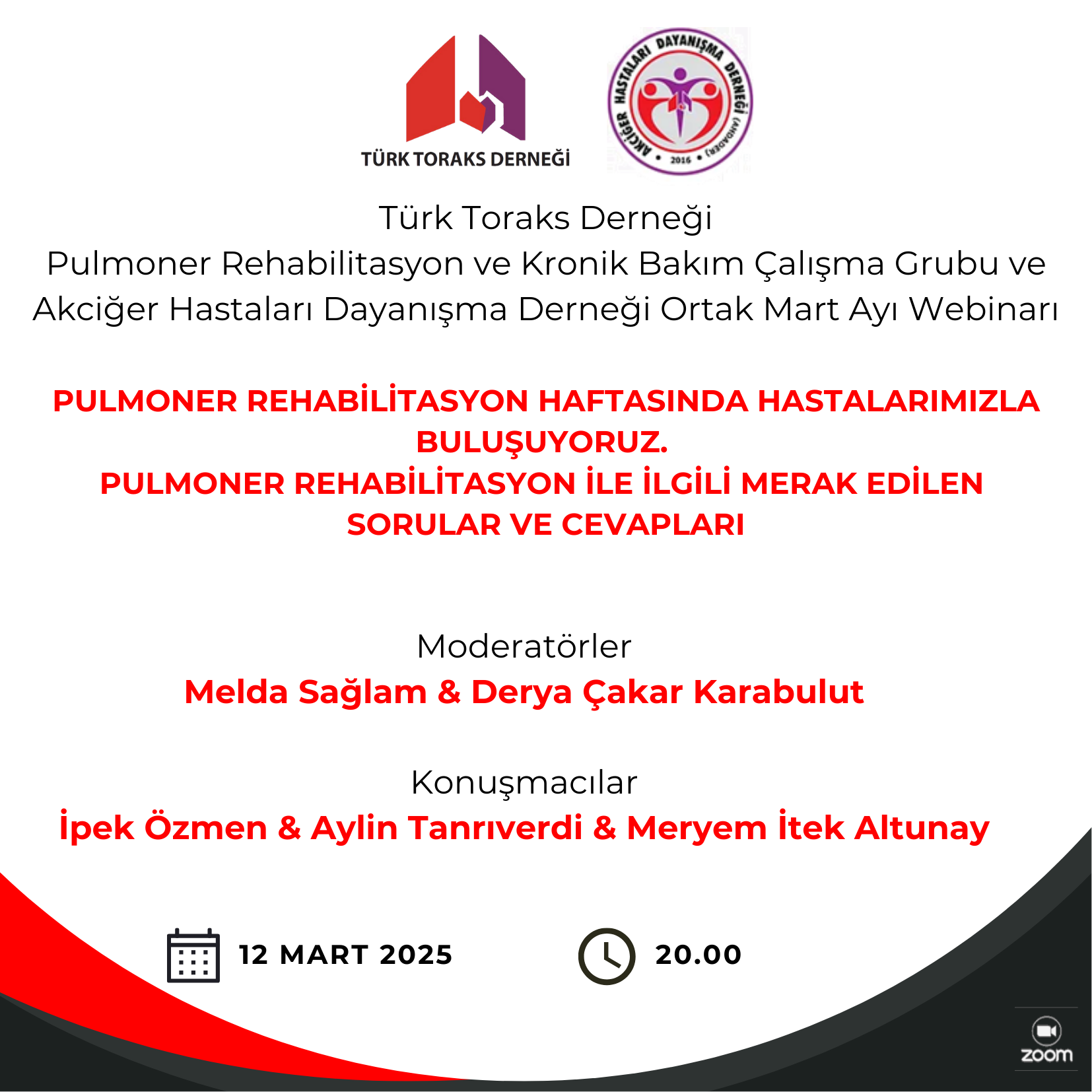 Türk Toraks Derneği Pulmoner Rehabilitasyon ve Kronik Bakım Çalışma Grubu ve Akciğer Hastaları Dayanışma Derneği Ortak Mart Ayı Webinar Duyurumuz: 