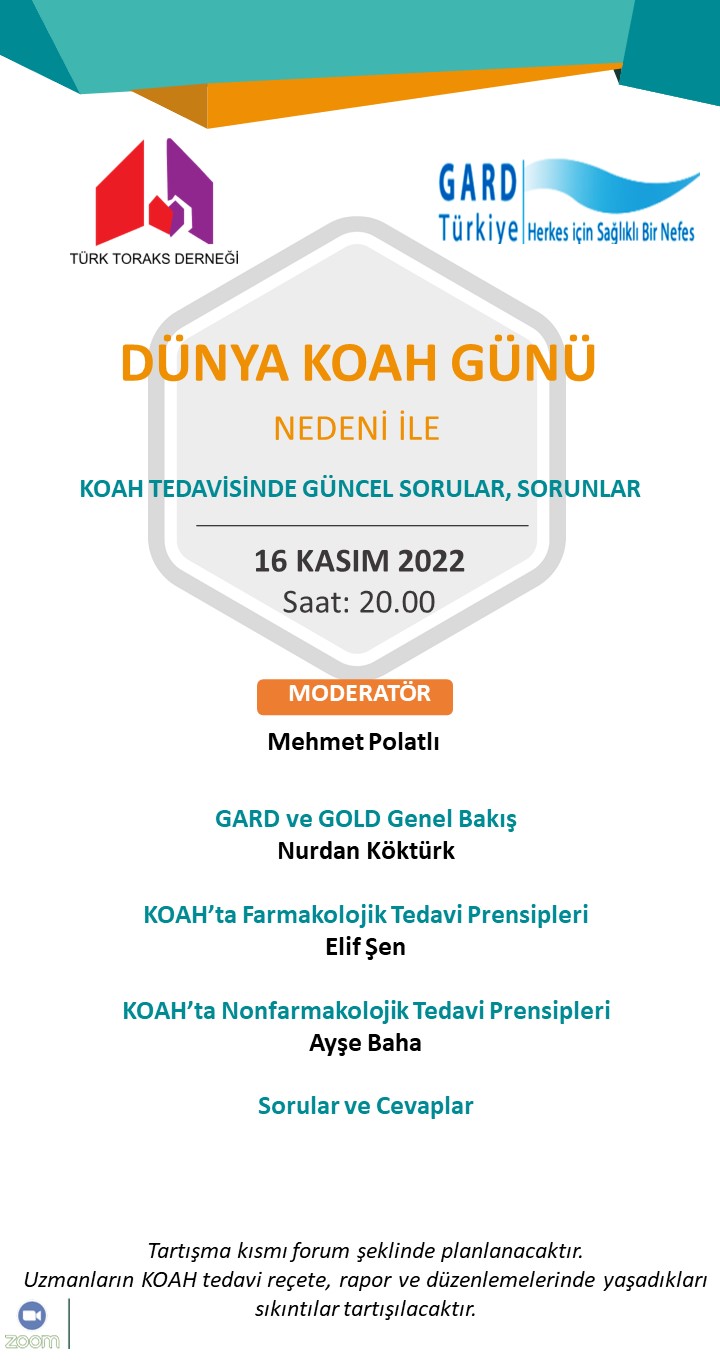 Türk Toraks Derneği KOAH Çalışma Grubu Kasım Ayı Webinar Duyurumuz: 