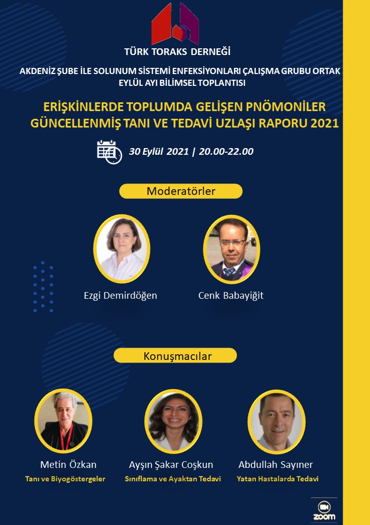 Türk Toraks Derneği Akdeniz Şube ve Solunum Sistemi Enfeksiyonları Çalışma Grubu Ortak Eylül Ayı Webinar Duyurumuz: