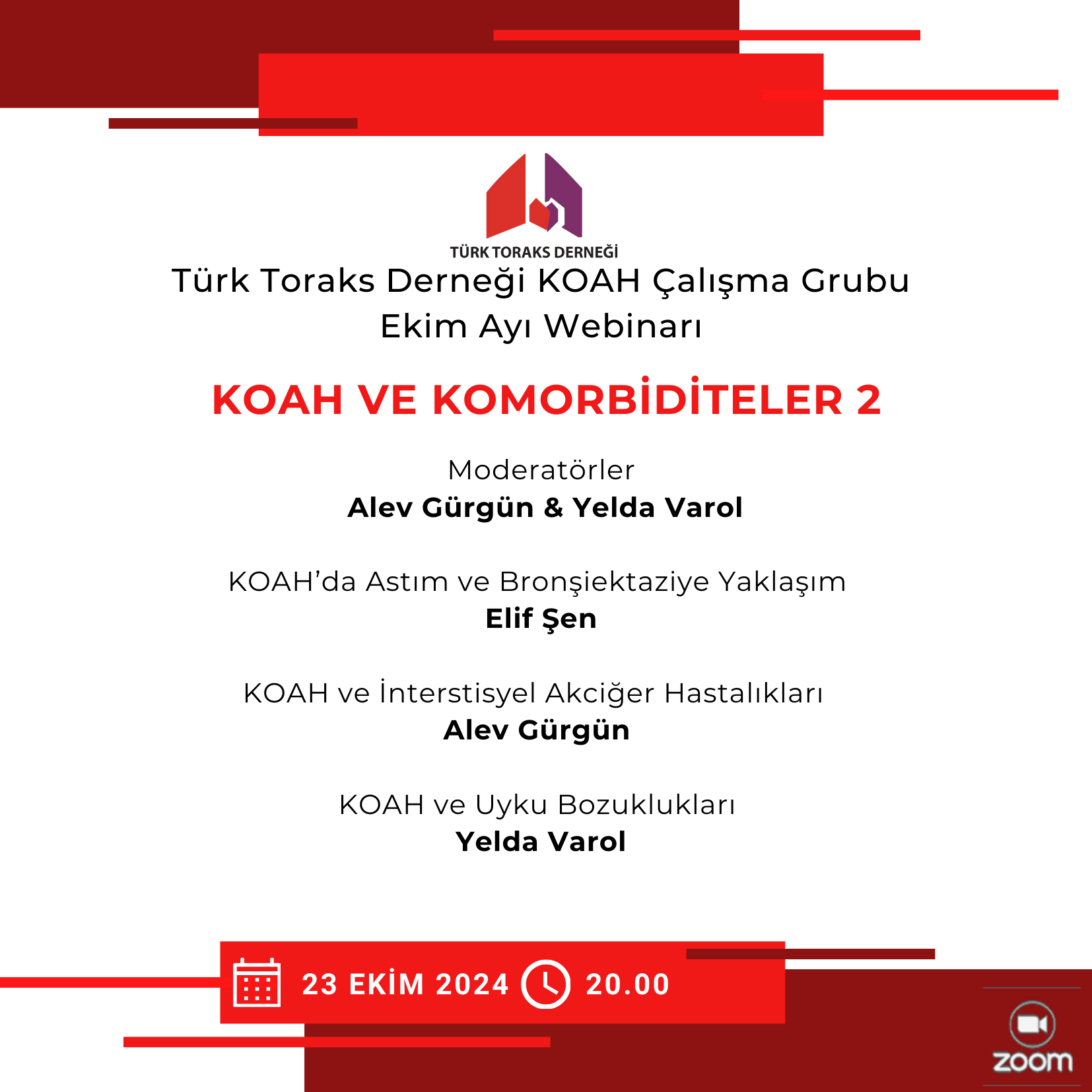 Türk Toraks Derneği KOAH Çalışma Grubu Ekim Ayı Webinar Duyurumuz: 