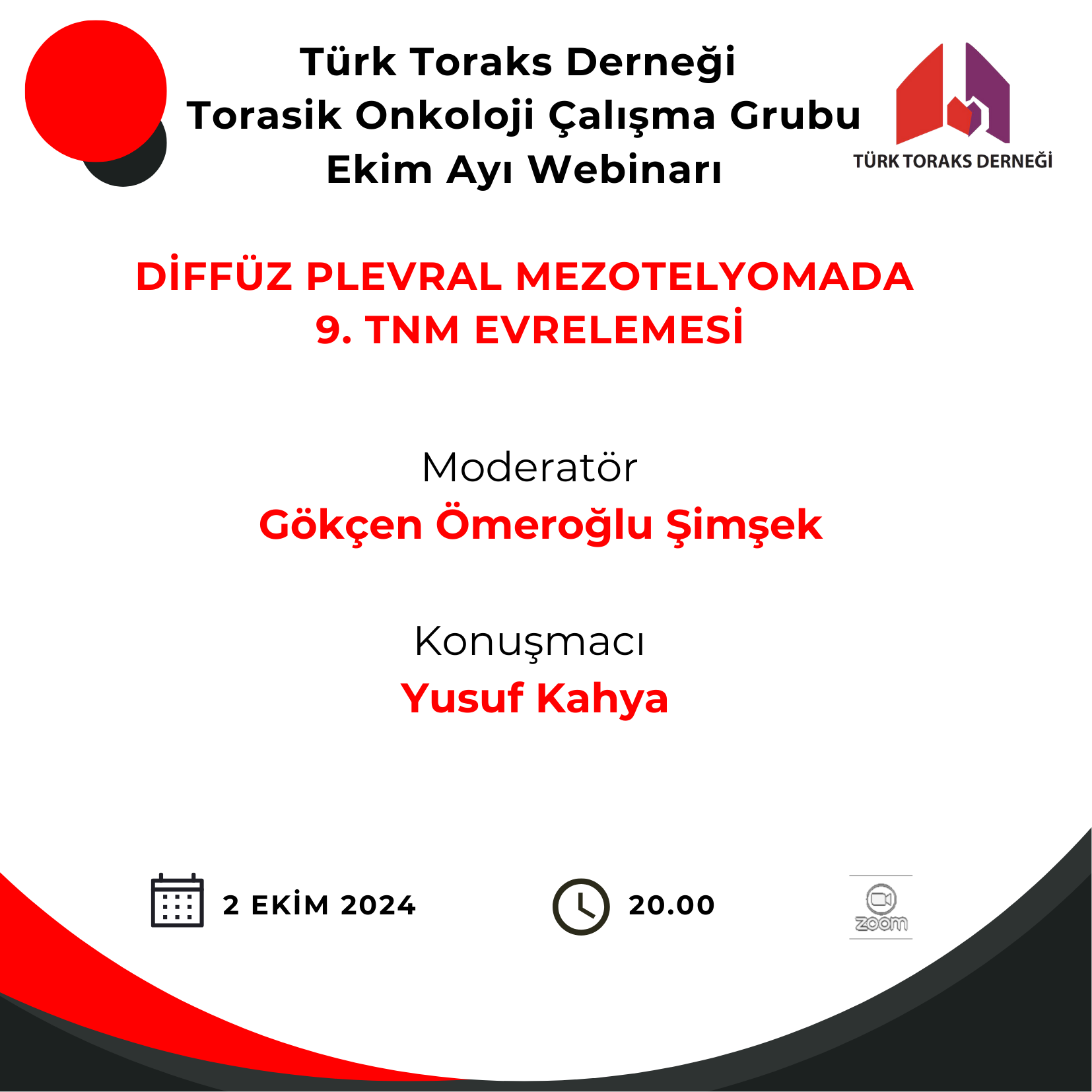 Türk Toraks Derneği Torasik Onkoloji Çalışma Grubu Ekim Ayı Webinar Duyurumuz: 