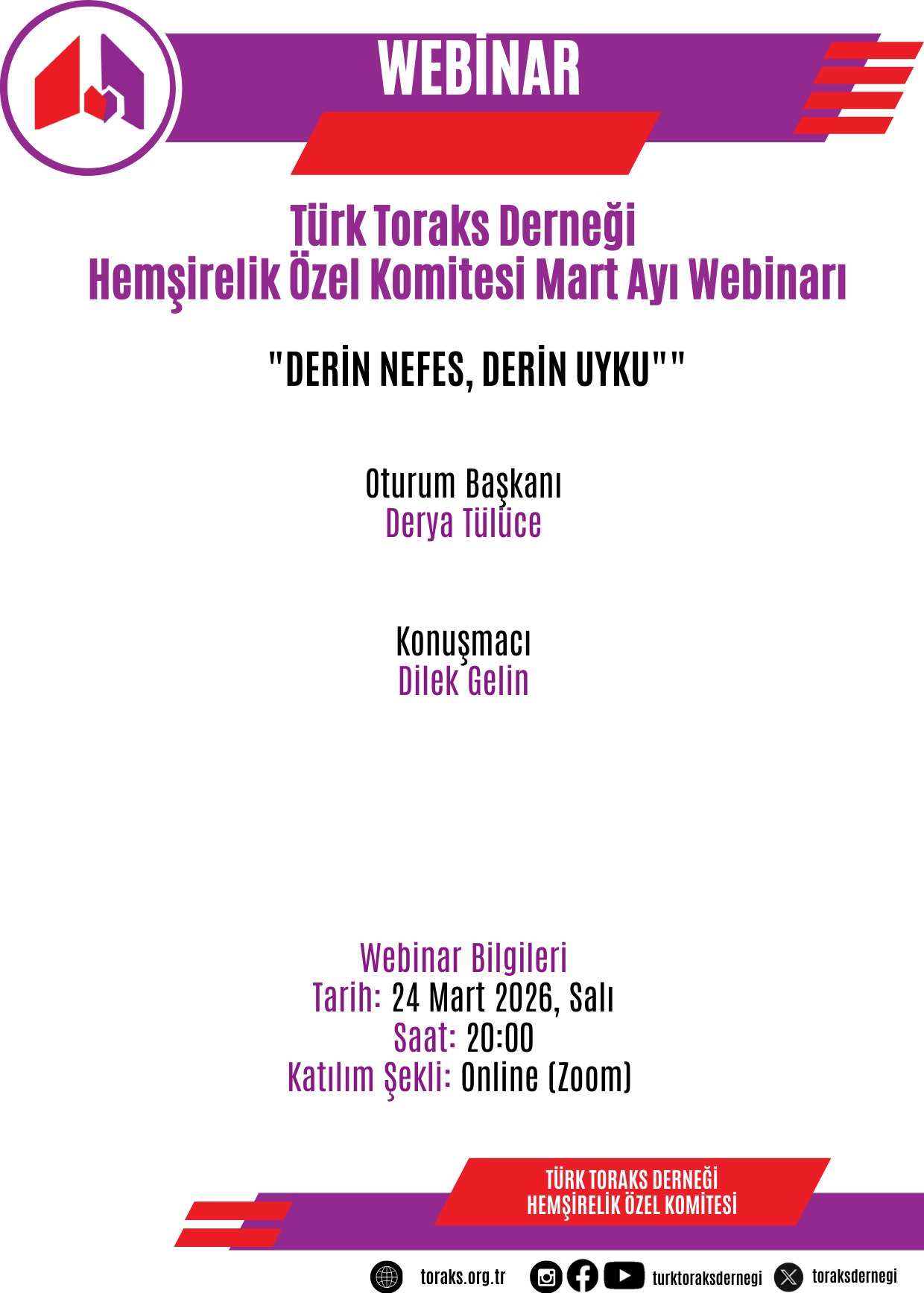 Türk Toraks Derneği Hemşirelik Özel Komitesi Mart Ayı Webinar Duyurumuz: 