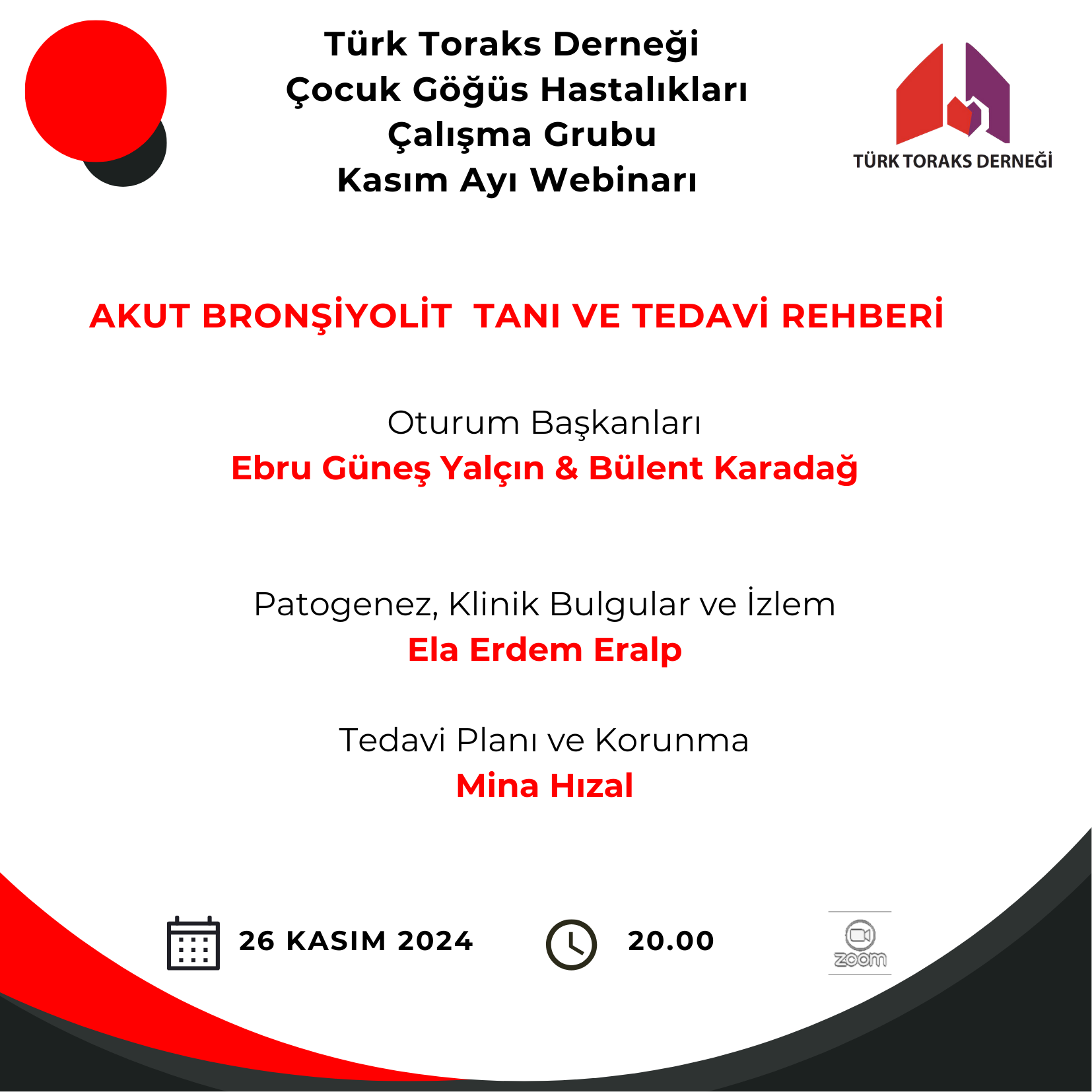Türk Toraks Derneği Çocuk Göğüs Hastalıkları Çalışma Grubu Kasım Ayı Webinar Duyurumuz: 