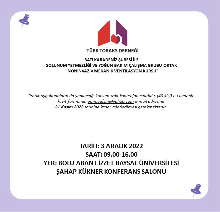 Türk Toraks Derneği Batı Karadeniz Şubesi ile Solunum Yetmezliği ve Yoğun Bakım Çalışma Grubu Ortak 