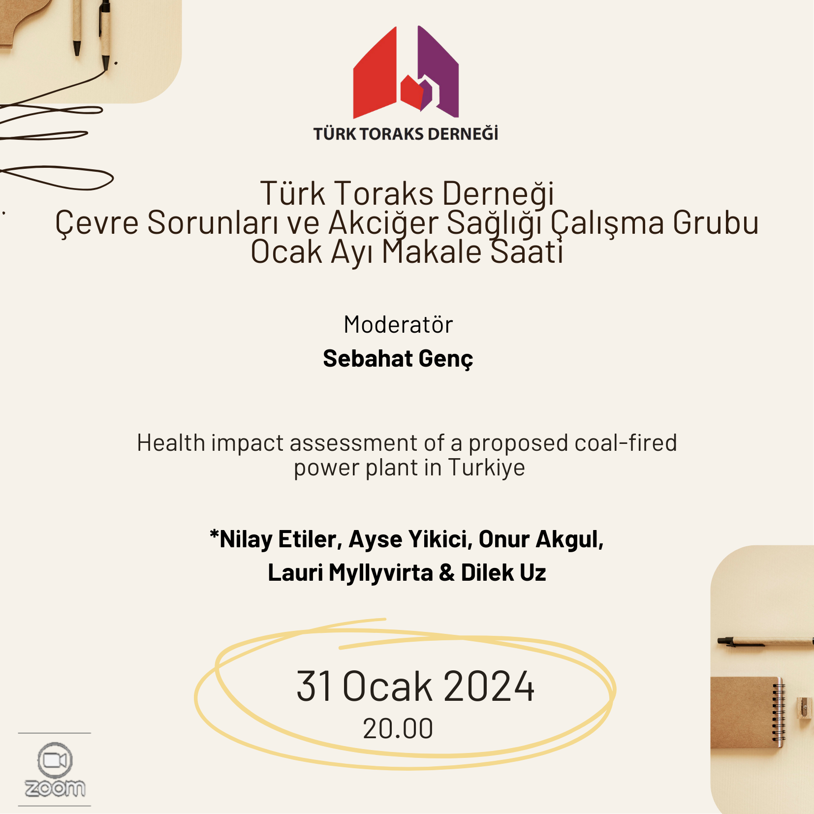 Türk Toraks Derneği Çevre Sorunları ve Akciğer Sağlığı Çalışma Grubu Ocak Ayı Makale Saati