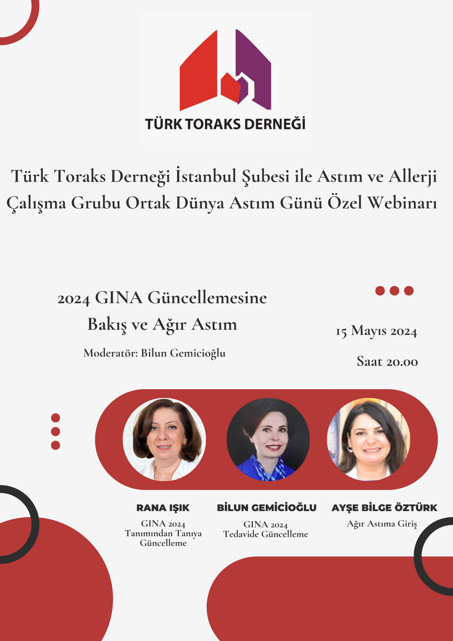 Türk Toraks Derneği İstanbul Şubesi ile Astım ve Allerji Çalışma Grubu Ortak Dünya Astım Günü Özel Webinarı Duyurumuz: 