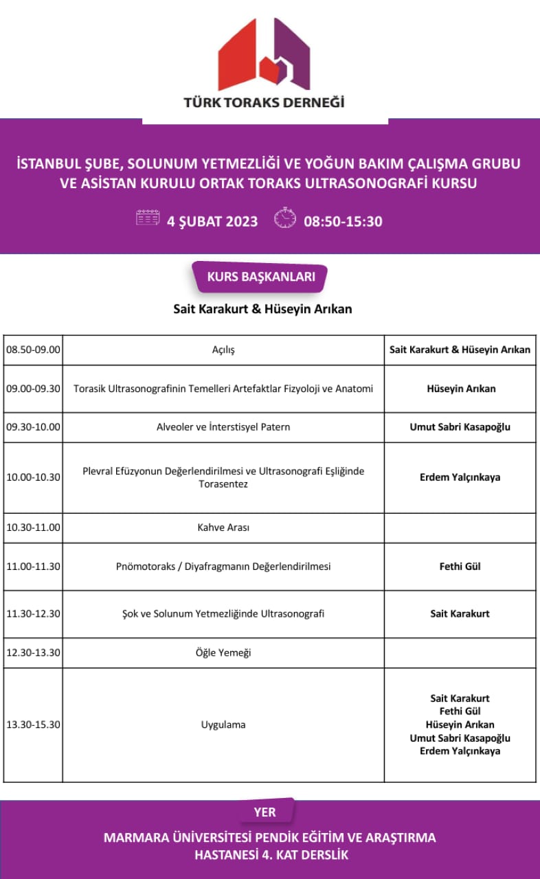 Türk Toraks Derneği İstanbul Şube, Solunum Yetmezliği ve Yoğun Bakım Çalışma Grubu ve Asistan Kurulu Ortak 