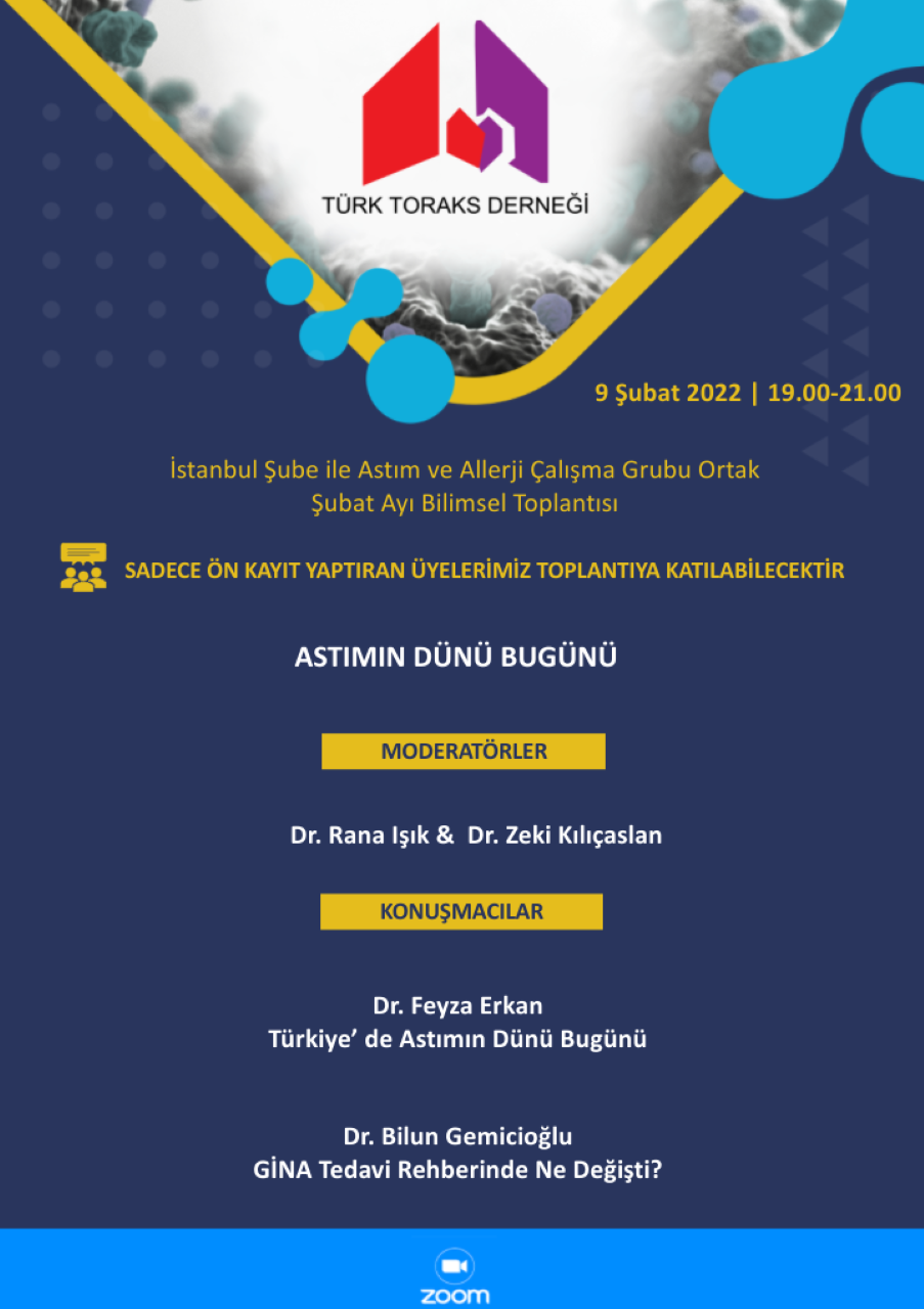 Türk Toraks Derneği İstanbul Şubesi ile Astım ve Allerji Çalışma Grubu Ortak Şubat Ayı Webinar Duyurumuz 