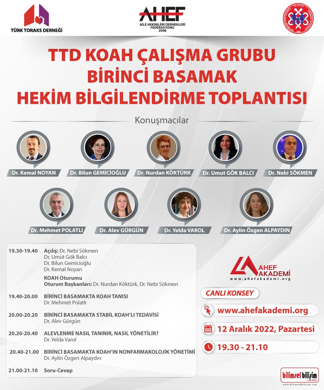 Türk Toraks Derneği KOAH Çalışma Grubu, GARD Türkiye, Aile Hekimleri Dernekleri Federasyonu ve Türkiye Aile Hekimleri Uzmanlık Derneği Ortak 