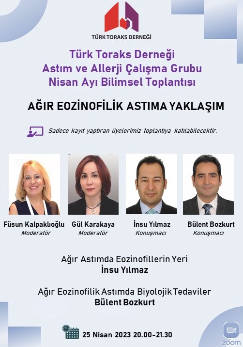 Türk Toraks Derneği Astım ve Allerji Çalışma Grubu Nisan Ayı Webinar Duyurumuz: 
