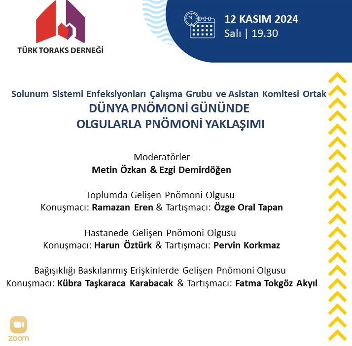 Türk Toraks Derneği Solunum Sistemi Enfeksiyonları Çalışma Grubu ve Asistan Komitesi Ortak Kasım Ayı Webinar Duyurumuz: 