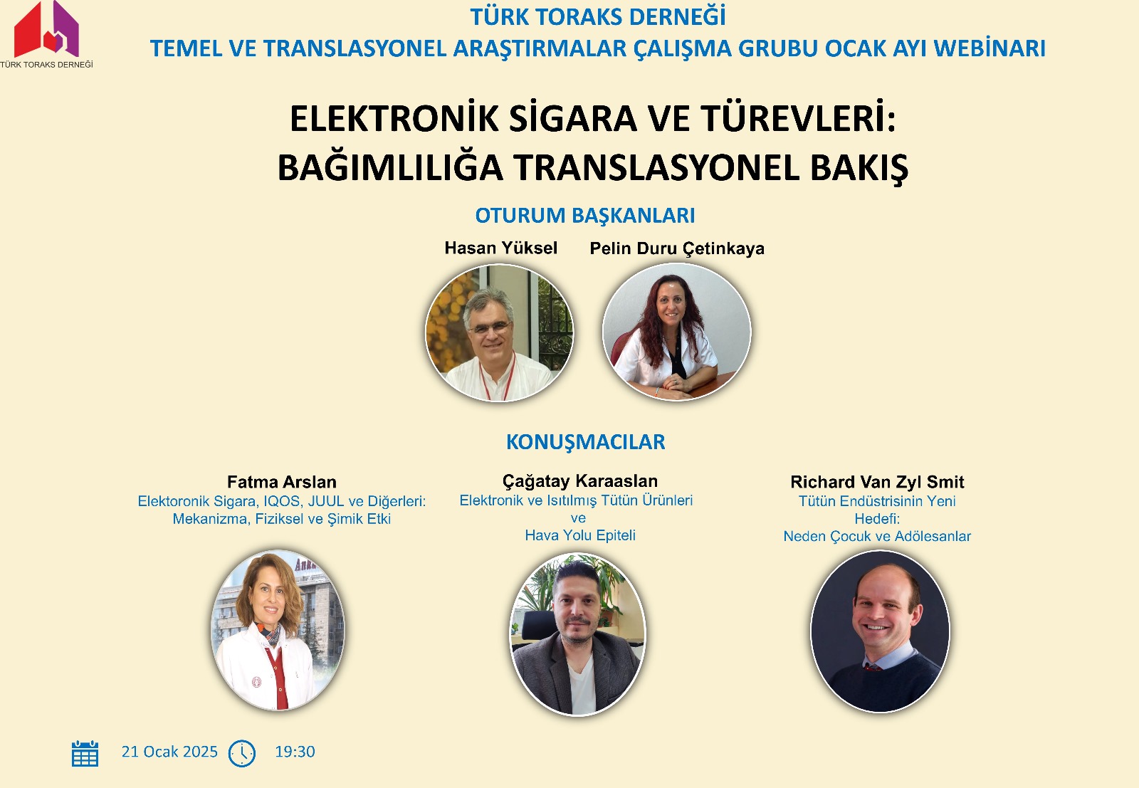 Türk Toraks Derneği Temel ve Translasyonel Araştırmalar Çalışma Grubu Ocak Ayı Webinar Duyurumuz: 